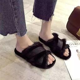 网红洋气毛毛拖鞋,舒适时尚两不误
